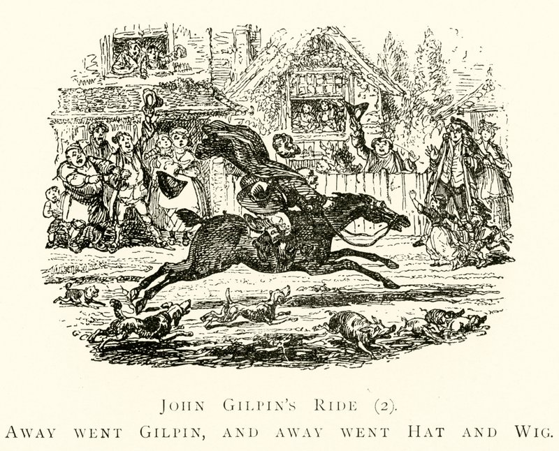 John Gilpins Ride (2), Gilpin gitti ve Hat ve Peruk gitti by after George Cruikshank