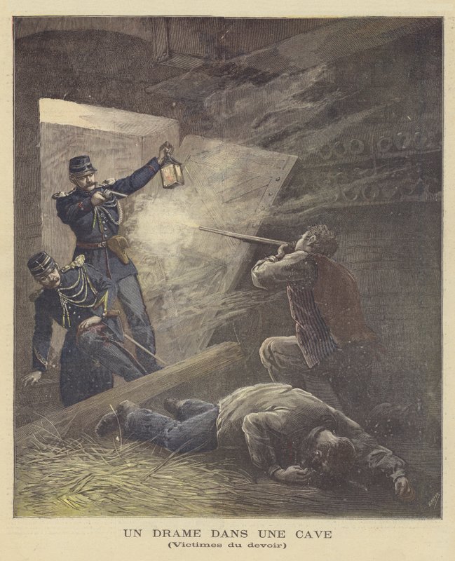 Bir mahzende bir çatışma by after Henri Meyer