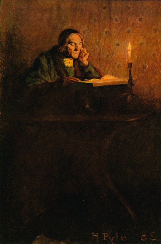 Düzgün ve buruşuk bir bey masada oturdu by after Howard Pyle