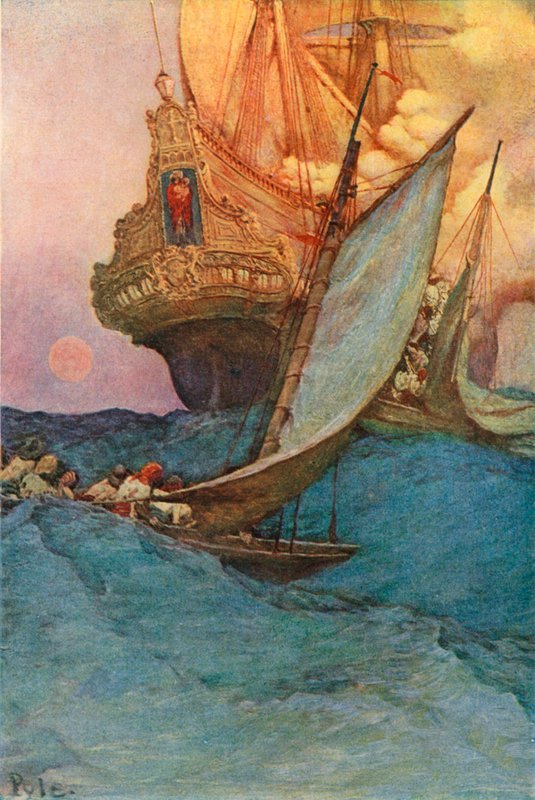 Bir kalyona saldırı by after Howard Pyle