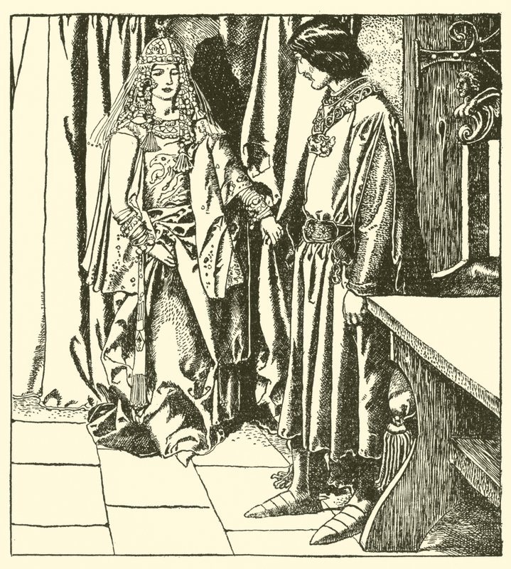 Kraliçe Morgana, Sir Launcelot'a göründü by after Howard Pyle
