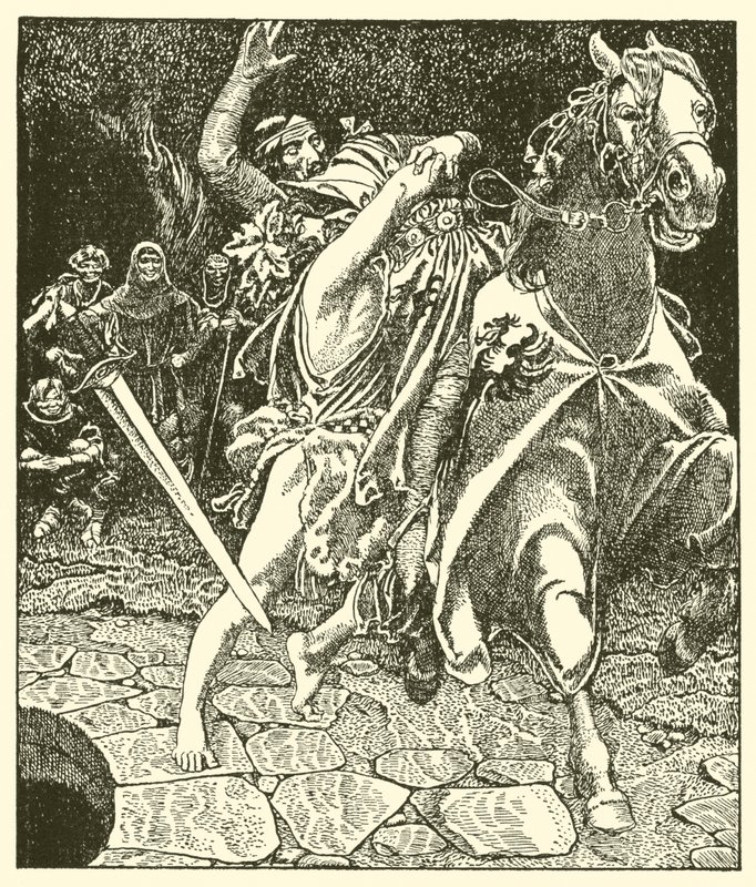 Sir Kay ve Orman Delisi by after Howard Pyle