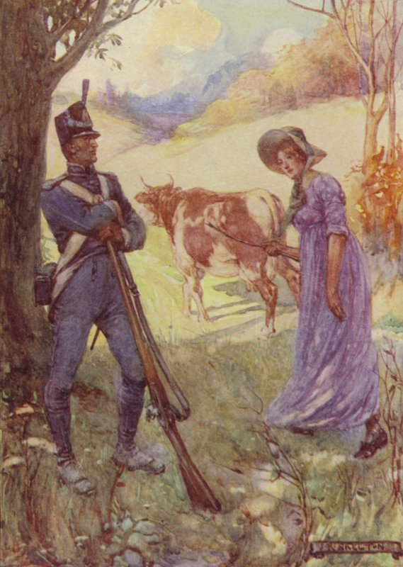 Önünde İnek Süren Laura Secord, Amerikan Nöbetçilerini geçti by after Joseph Ratcliffe Skelton