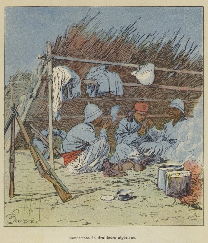 Cezayir avcı erleri kampı by after Louis Charles Bombled