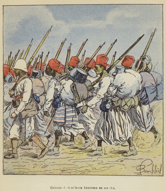 Yürüyüşte Hausa avcı erleri sütunu by after Louis Charles Bombled
