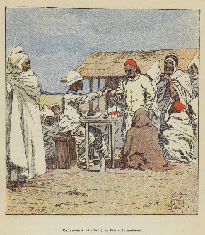 Doktor ziyaretine Kabyle konveyörler by after Louis Charles Bombled