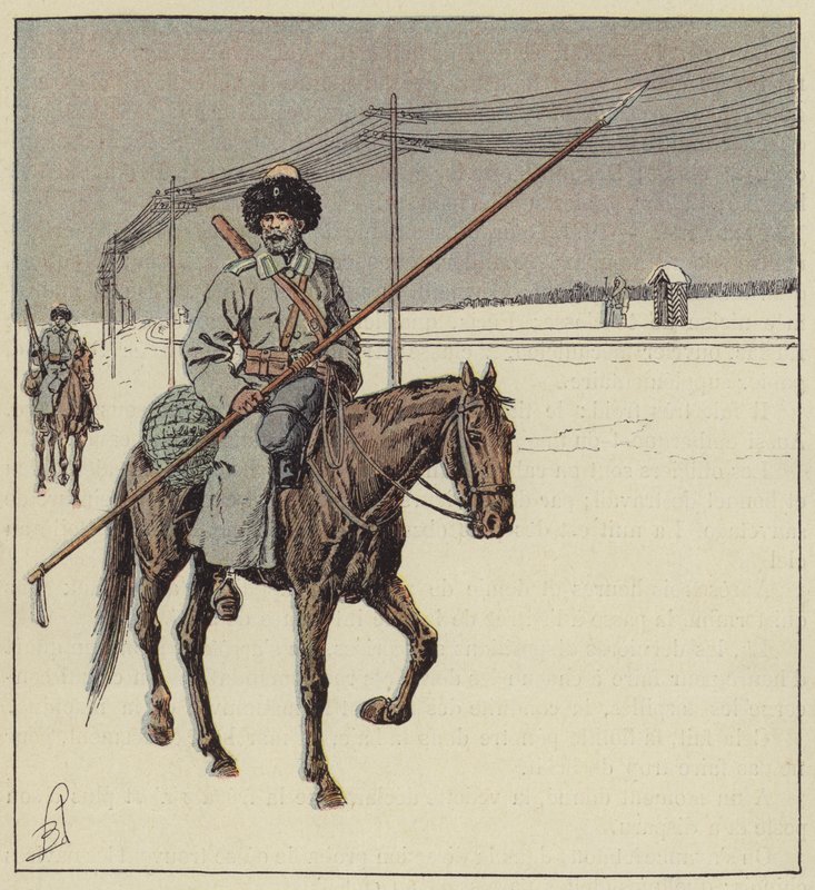 Trans-Sibirya demiryolunu koruyan Aşk Kazakları by after Louis Charles Bombled