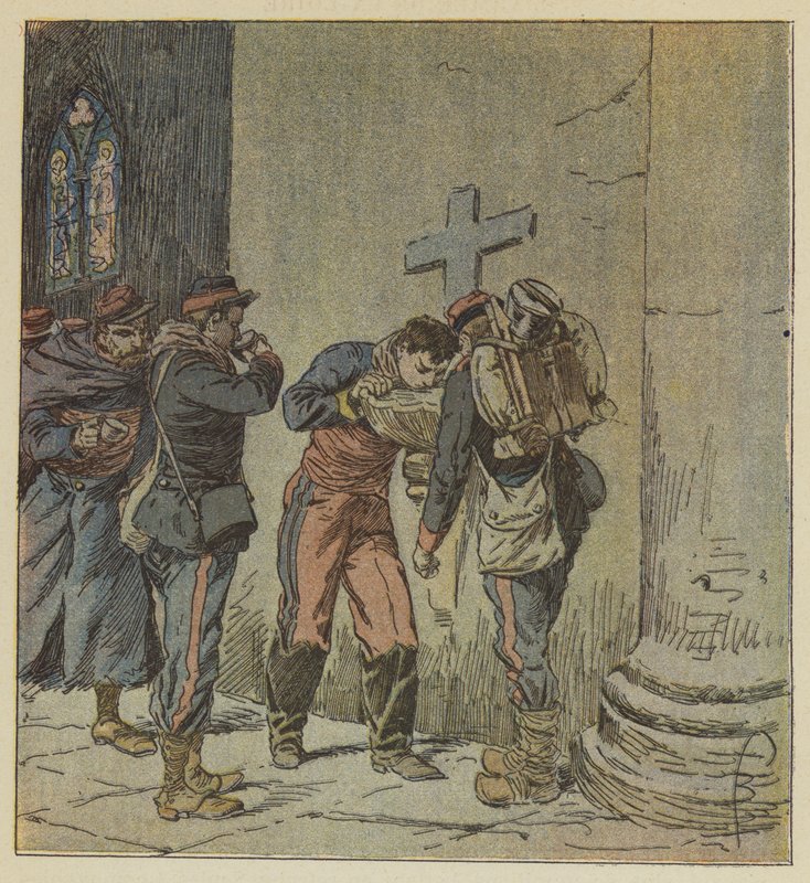 Villiers kilisesinde susuzluktan ölen Fransız mahkumlar kutsal su kaynağının içeriğini paylaşıyor by after Louis Charles Bombled