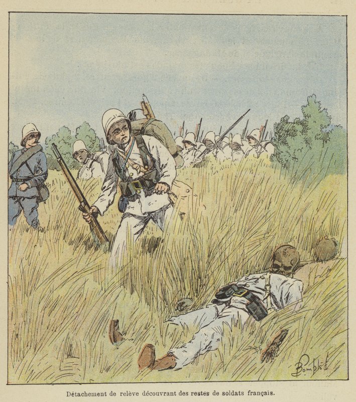 Fransız askerlerinin kalıntılarını keşfeden yardım müfrezesi by after Louis Charles Bombled