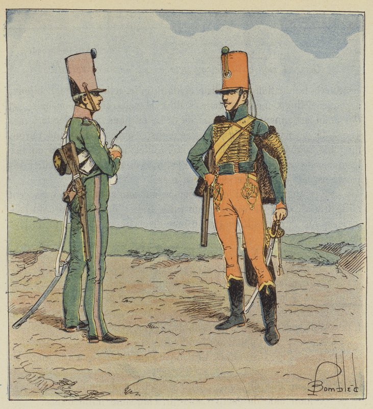 At sırtında izci ve avcı, Genç Muhafız 1813-1815 by after Louis Charles Bombled