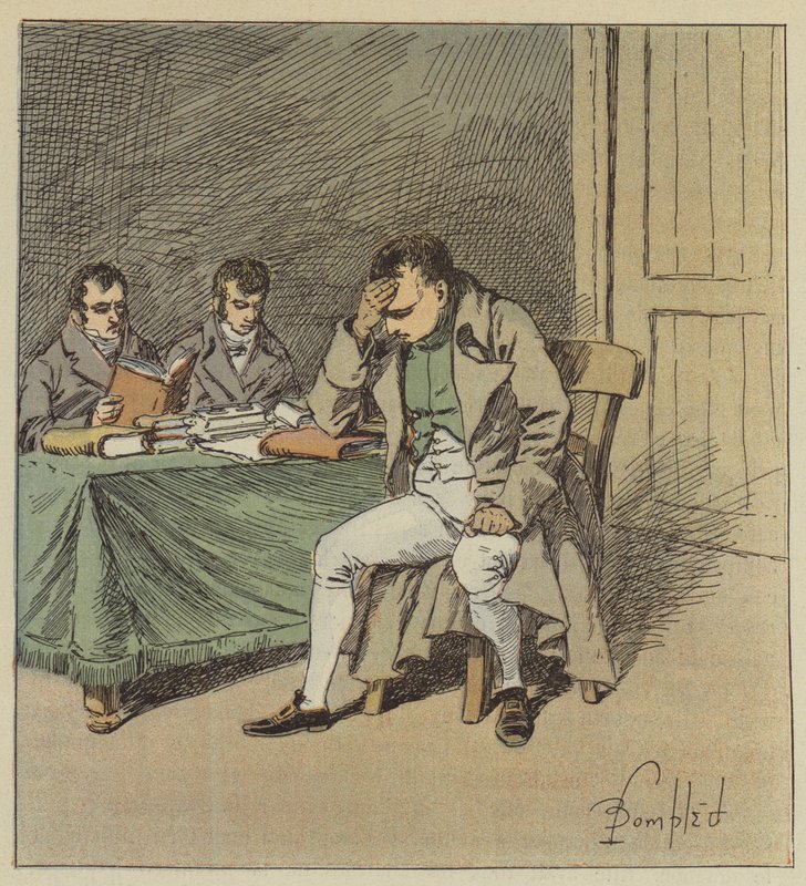 Ve Napolyon birkaç dakika sessiz kaldı, başı bir elinin üzerine dayadı. by after Louis Charles Bombled