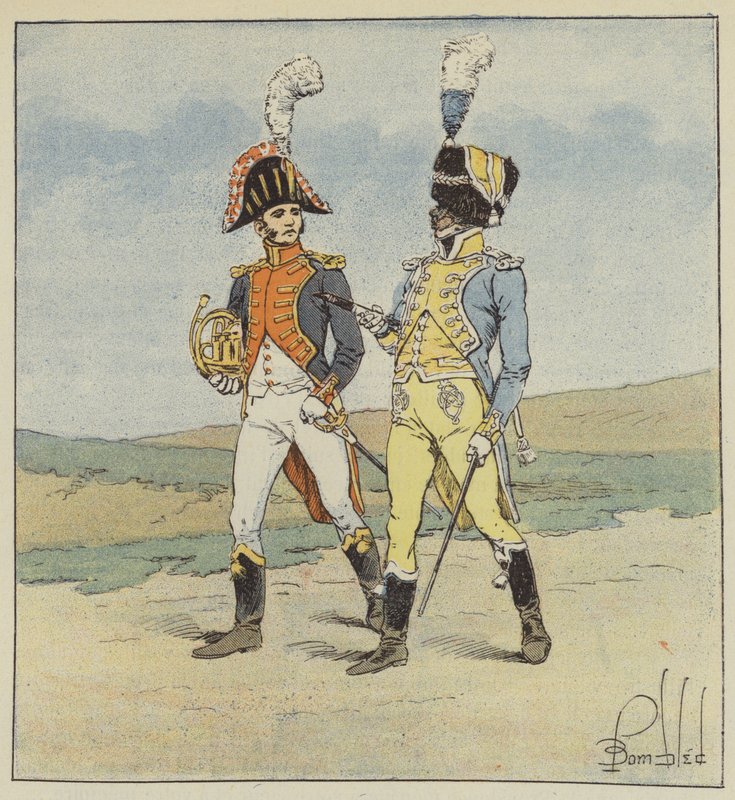 İmparatorluk Muhafızları, 1. ve 2. Grenadier Alaylarının Müzisyenleri by after Louis Charles Bombled