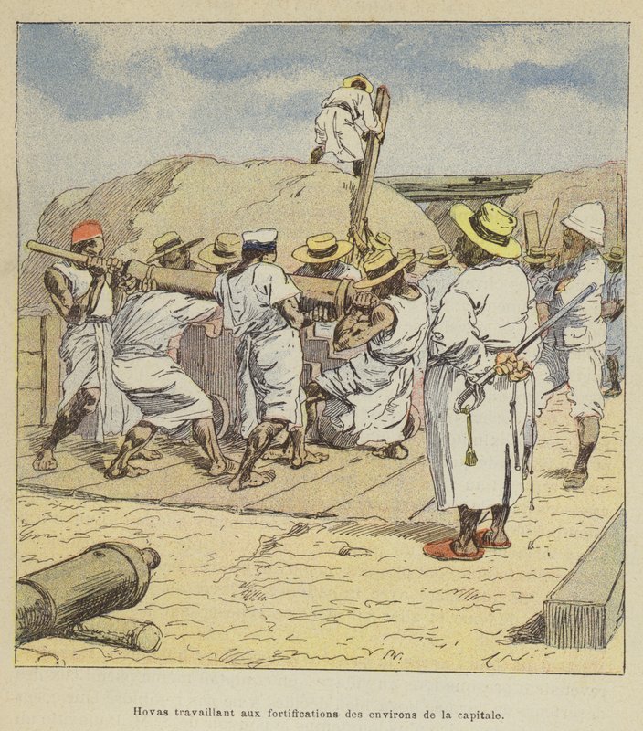 Hovas, başkentin etrafındaki surlar üzerinde çalışıyor by after Louis Charles Bombled