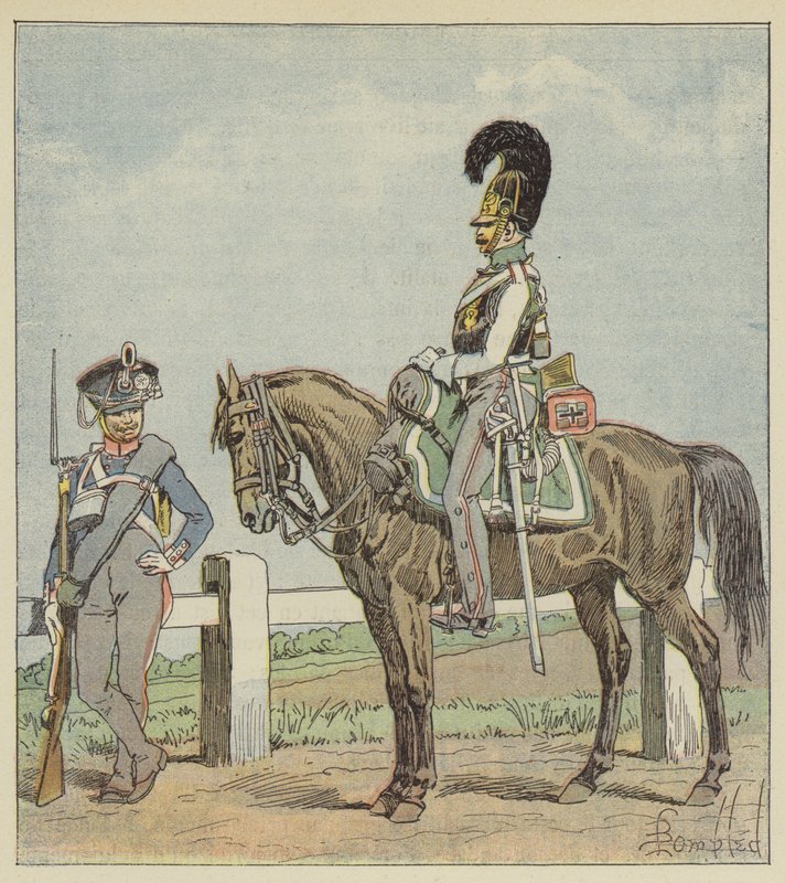 Prusya hattı piyade (42. reg) ve Prusya zırhlısı (1806) by after Louis Charles Bombled