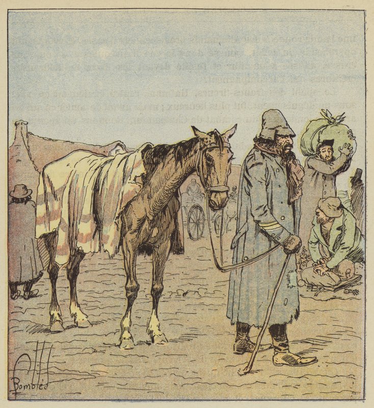 Alman ordularına doğadan eşlik eden Yahudi tüccarlar by after Louis Charles Bombled