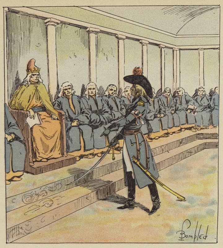 Junot, Venedik Senatosunu tehdit ediyor by after Louis Charles Bombled