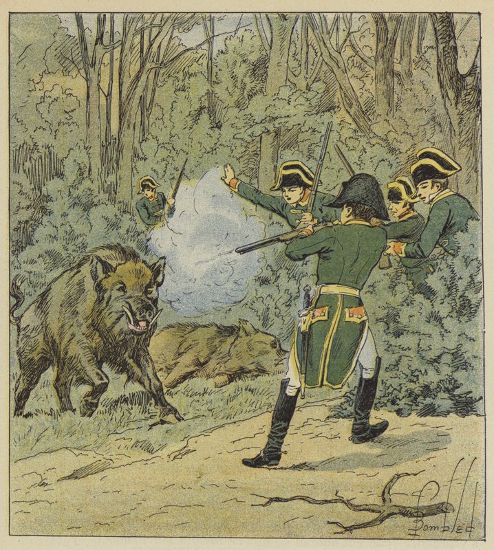 Marly ormanında imparator domuz avı by after Louis Charles Bombled