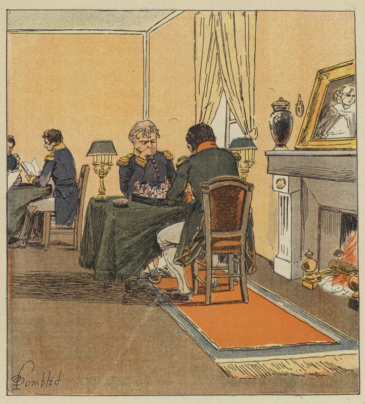 İmparator, büyük mareşalle satranç oynuyor by after Louis Charles Bombled