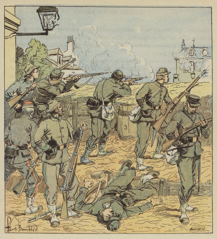 rue de Chartres üzerindeki barikat by after Louis Charles Bombled