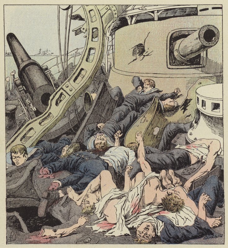 9 Şubat kavgasından sonra Varyag köprüsü by after Louis Charles Bombled