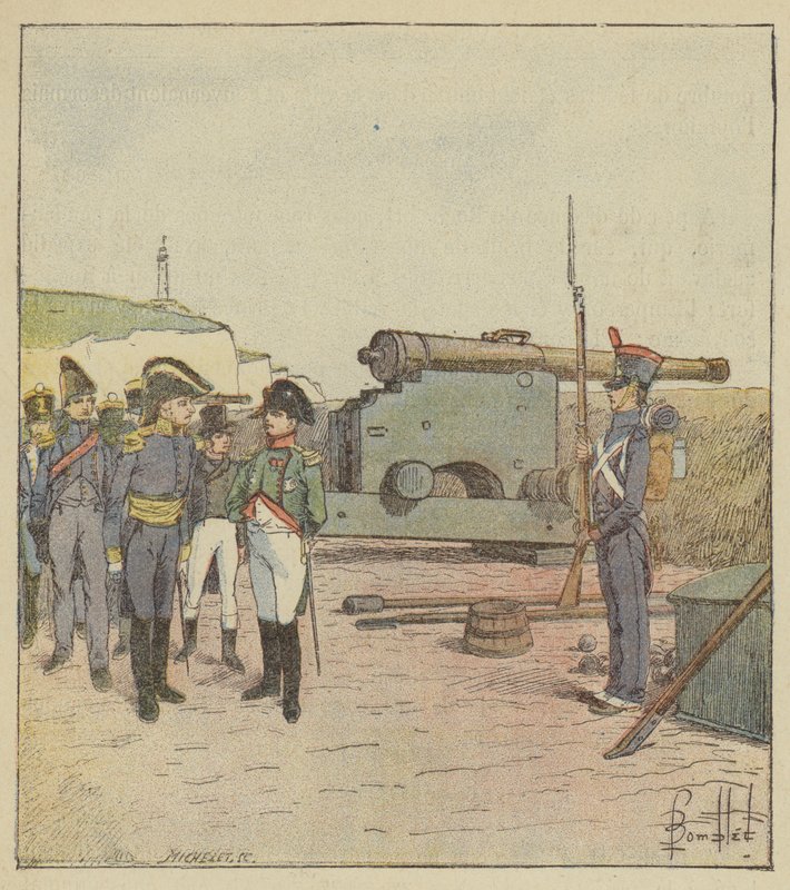 İmparator, Aix adasının surlarını ziyaret ediyor by after Louis Charles Bombled