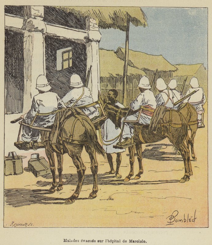 Marololo hastanesine tahliye edilen hastalar by after Louis Charles Bombled