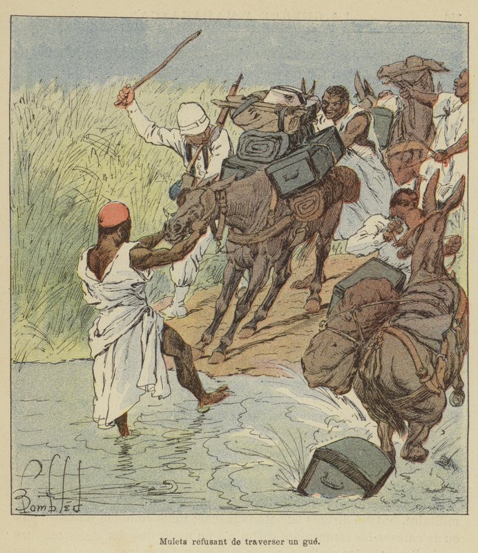 Bir gue geçmeyi reddeden katır by after Louis Charles Bombled
