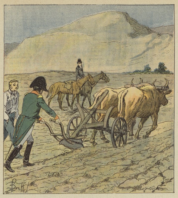 Napolyon pullukla bir karık çiziyor by after Louis Charles Bombled