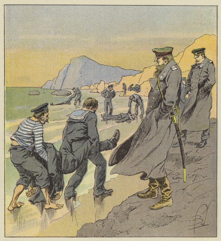 Petropawlosk denizcilerinin cesetlerinin kurtarılması by after Louis Charles Bombled