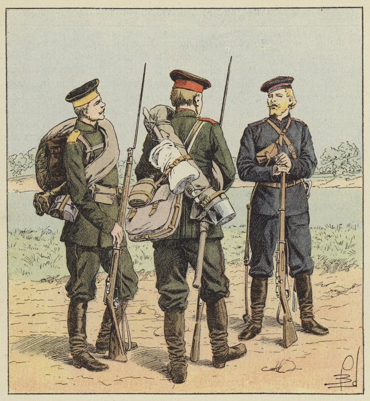 Kampanya kıyafetleri içinde Rus askerleri by after Louis Charles Bombled