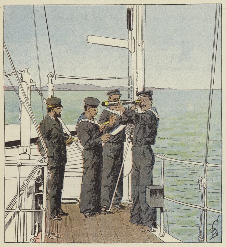 Port-Arthur filosunu izleyen Japon gözcüler by after Louis Charles Bombled
