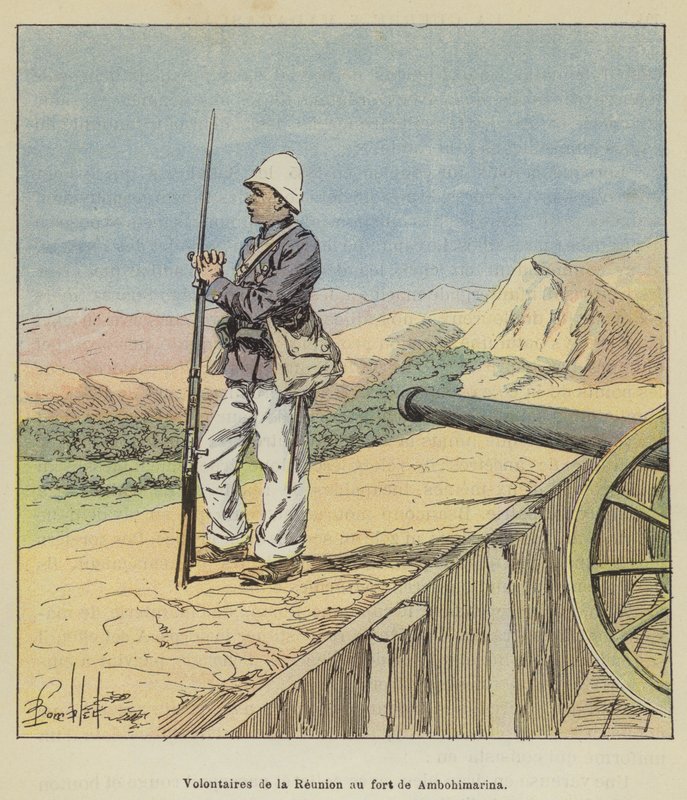 Ambohimarina kalesinde bir araya gelen gönüllüler by after Louis Charles Bombled