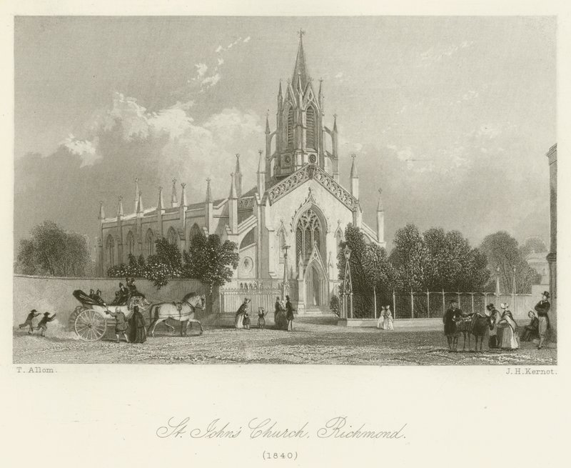 Aziz John Kilisesi, Richmond, 1840 by after Thomas Allom
