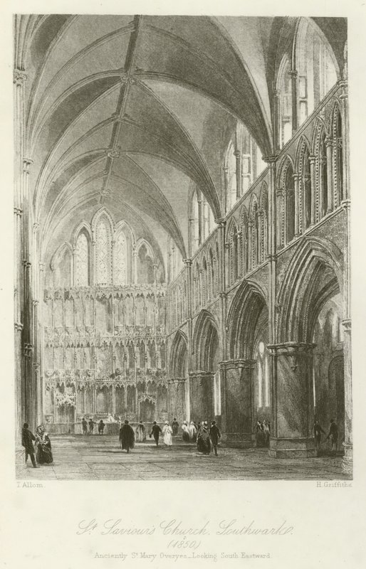 St Saviors Kilisesi, Southwark, 1850, eski zamanlarda St Mary Overyes, Güney Doğu