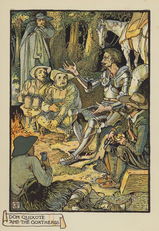 Don Kişot ve Keçi Çobanları by after Walter Crane