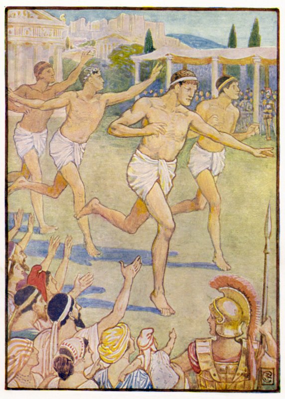 İlk zamanlarda basit bir ayak yarışı tek olaydı. by after Walter Crane