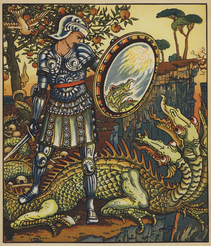 Prens Cheri ve Ejderha by after Walter Crane