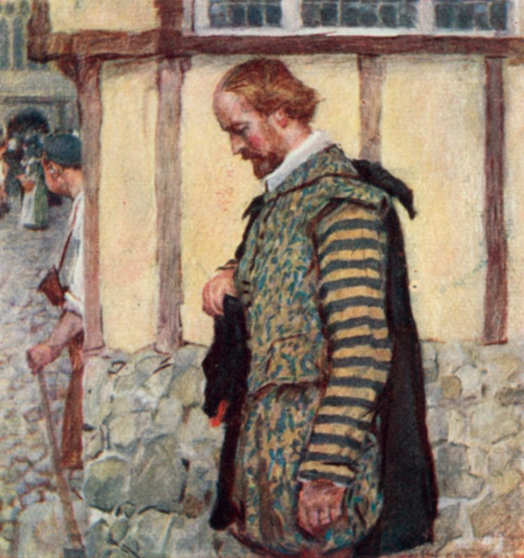 Shakespeare, geçen bir zilin sesini duyduğunda şapkasını çıkarırken by after William Hatherell
