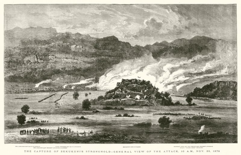 Sekukunis Kalesinin Ele Geçirilmesi, Saldırının Genel Görünümü, 10:00, 28 Kasım 1879 by after William Henry James Boot