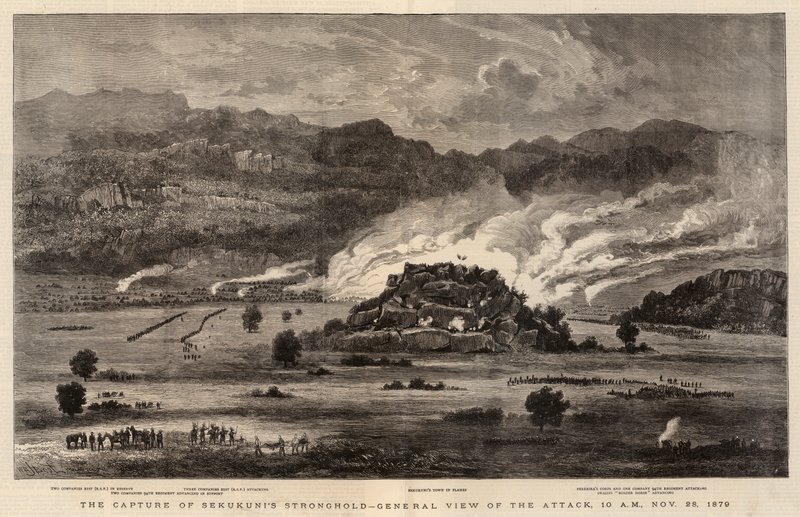 Sekukunis Kalesinin Ele Geçirilmesi, Saldırının Genel Görünümü, 10:00, 28 Kasım 1879 by after William Henry James Boot