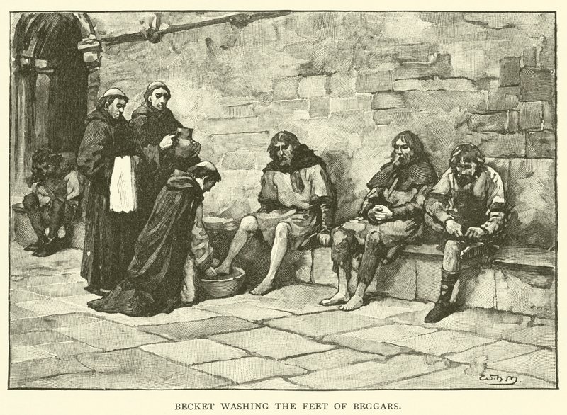 Becket dilencilerin ayaklarını yıkıyor by after William Henry Margetson