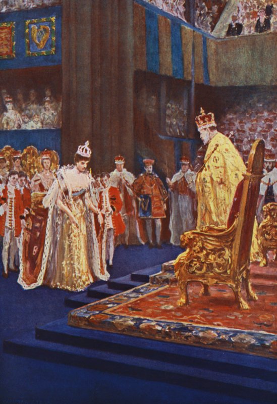 Kraliçe Alexandra tahtına giderken Kral VII. Edward