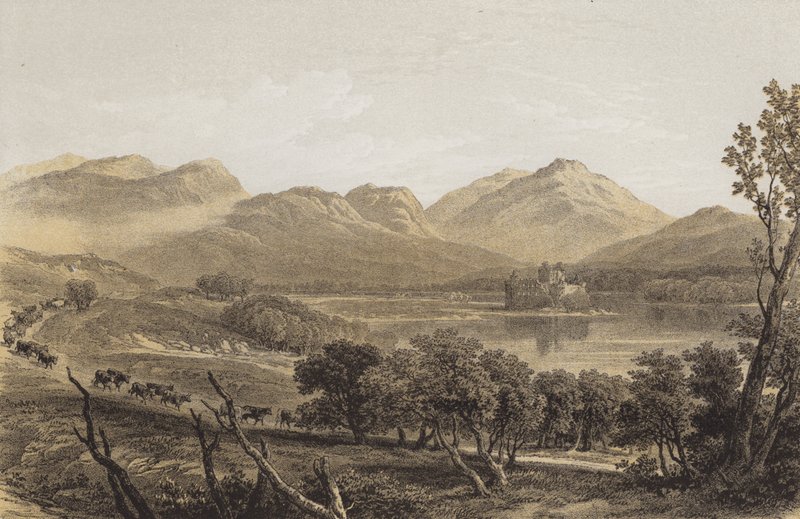 Kilchurn Kalesi (kromolitho) by after William Leighton Leitch