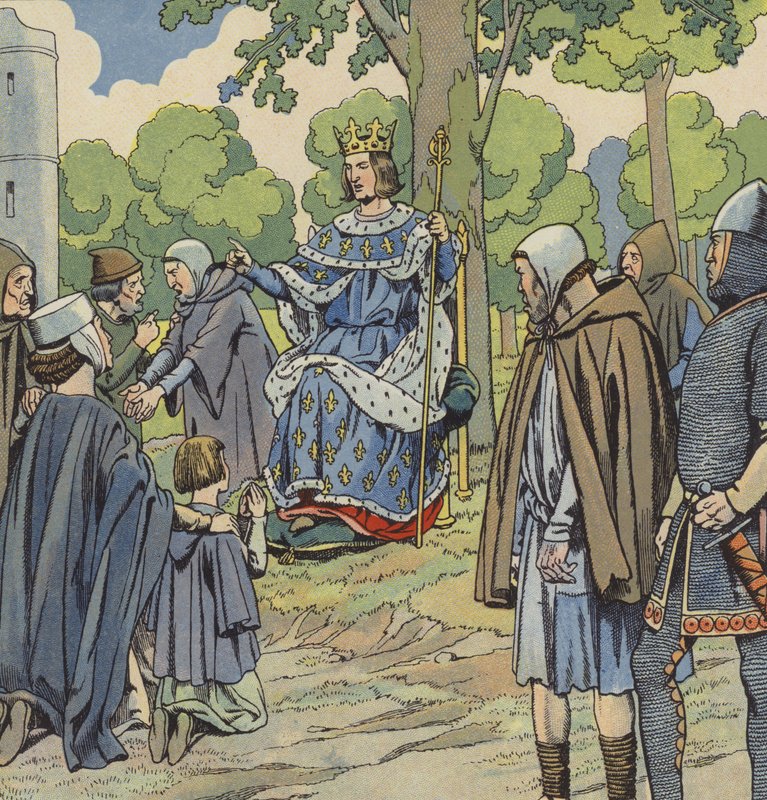 Fransa Kralı Louis IX adalet dağıtıyor by pseudonym for Onfray de Breville Jacques Job