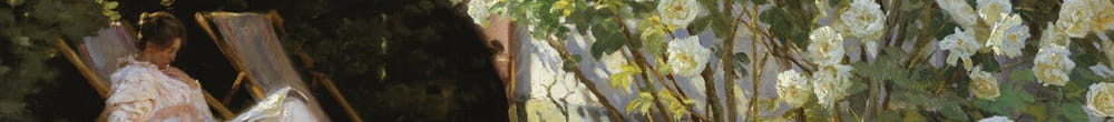 Marie Kroyer, Bayan Bendsens evinin bahçesindeki şezlongda oturuyor. (Peder Severin Krøyer)