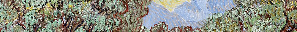Sarı gökyüzü ve güneş ile zeytin ağaçları (Vincent van Gogh)